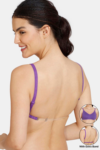Buy Zivame Beautiful Basics Double Layered Non Wired Full Coverage Backless Bra - Royal Purple